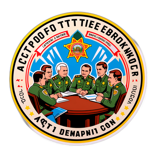 Дизайн наклейки із зображенням депутатів на сесії ради в Покровську з фразою "Дій на користь"