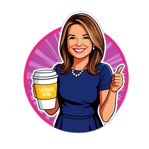 Glad Savannah Guthrie med kaffe