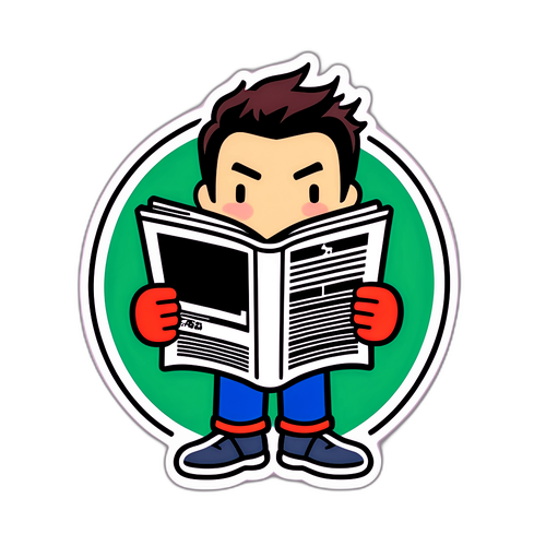 新聞を読むユニークキャラクターのデザイン