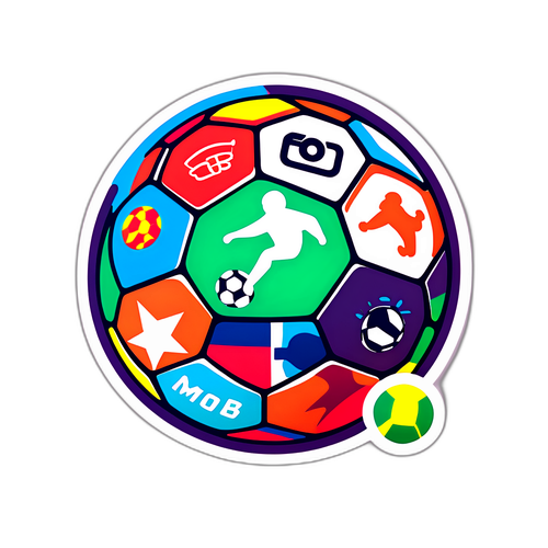 फुटबॉल ग्राफिक्स के साथ रंगीन फ़ोटमोब स्टिकर