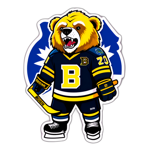 Fierce Bruins Bear Hockey Celebration Sticker