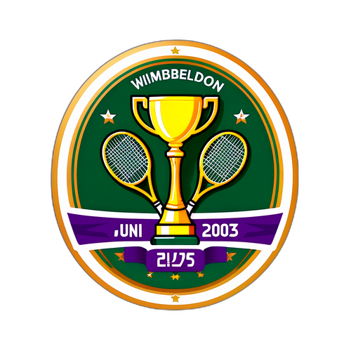 Rekaan Raket Tenis dan Bola dengan Piala "Keputusan Wimbledon 2025"