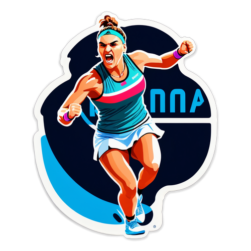 Aufkleber mit Aryna Sabalenka in Aktion