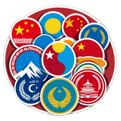 代表中亚五国与中国合作的标志性贴纸