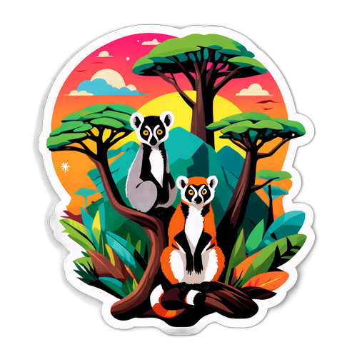 Sticker wa Mandhari ya Wanyamapori wa Madagascar