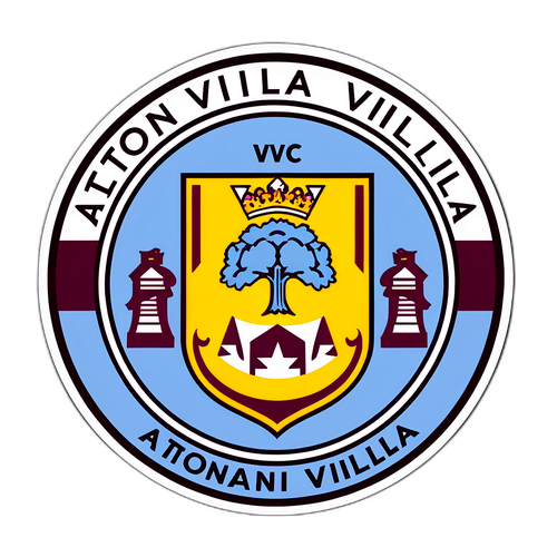 Skapande av klistermärke med Aston Villa-logotyp och illustration av deras hemstadion