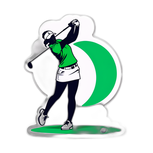 สติกเกอร์โลโก้ LPGA กับนักกอล์ฟในท่าทางเท่