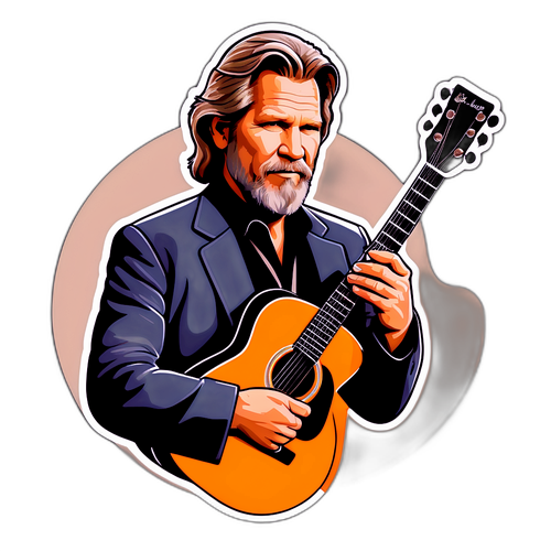Cooler Sticker-Entwurf mit Jeff Bridges in ikonischem Filmcharakter-Stil