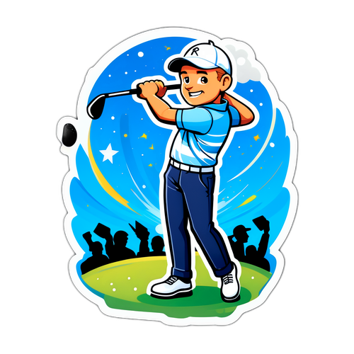 An episk klistermärke av Ryan Fox i ett dramatiskt golfsving