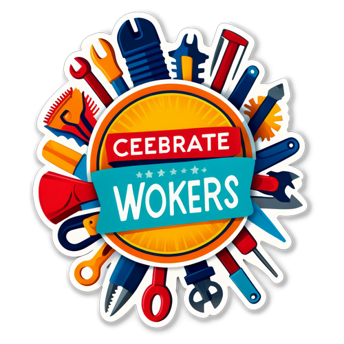 Masiglang Sticker para sa Labor Day