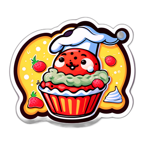 Adesivo de Cupcake Gourmet Divertido