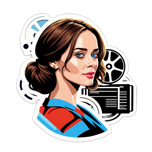 Adesivo stiloso di Emily Blunt con pellicole e sceneggiature