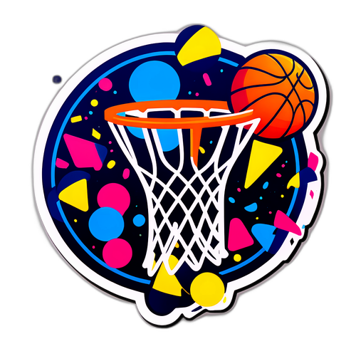 Makulay na Disenyo ng Basketball na Sticker