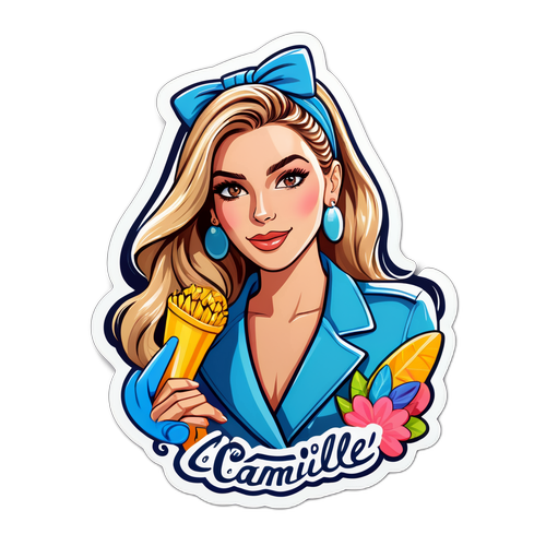 Autocollant de Camille Cerf avec accessoires de mode