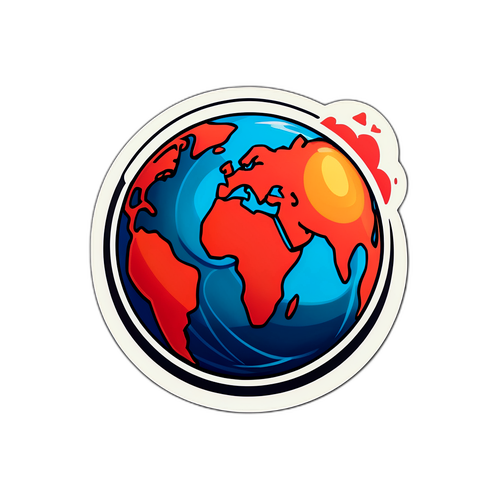 Nálepka reprezentující lásku k fotbalu s míčem ve tvaru planety