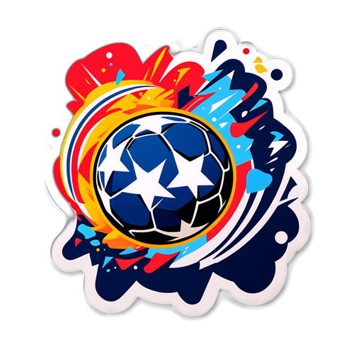 Стикер с мячом, разбивающим окно, с элементами Французской Лиги 1