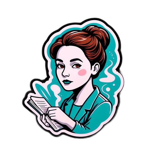 Bir Yazarın Musesini Çizen Minimalist Sticker