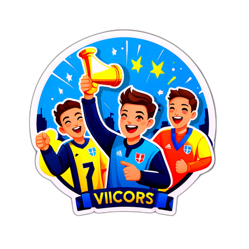 팀의 승리를 축하하는 메시지를 담은 스티커
