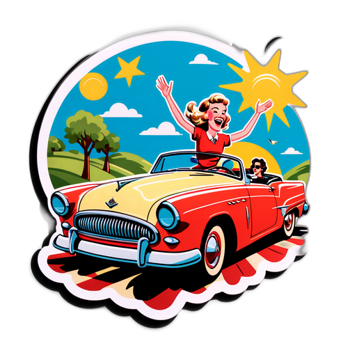 En modig fremstilling av frihet i en vintage bil