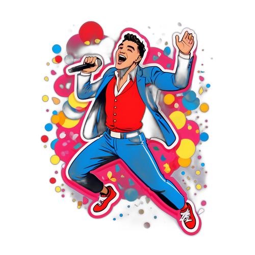 Sticker von Pietro Lombardi beim Tanzen und Singen auf der Bühne