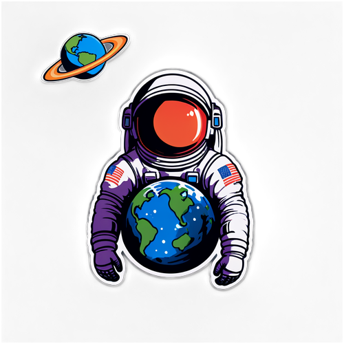 Astronaut Embracing Earth Sticker