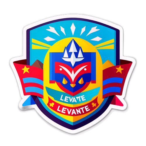 Stylizovaný symbol Levante s barevnými prapory