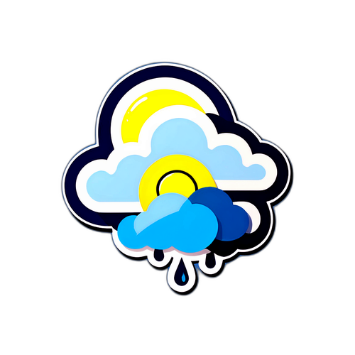 Stiker Cuaca: Matahari, Hujan, dan Awan