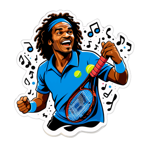 An Artistic Sketch of Yannick Noah Celebrating His Dual Career