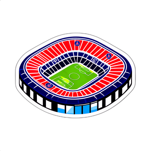 Nálepka PSG stadionu ve večerních světlech