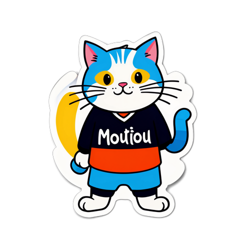 Αστεία αυτοκόλλητη ετικέτα γάτας με φανέλα