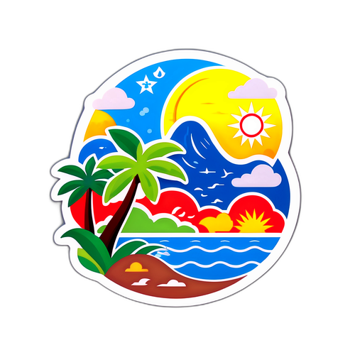 Nhãn dán hiển thị nhiệt độ hiện tại của Thành phố Hồ Chí Minh với hình ảnh nhiệt đới