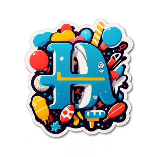 Huruf 'H' Ceria dengan Doodle Kesenangan