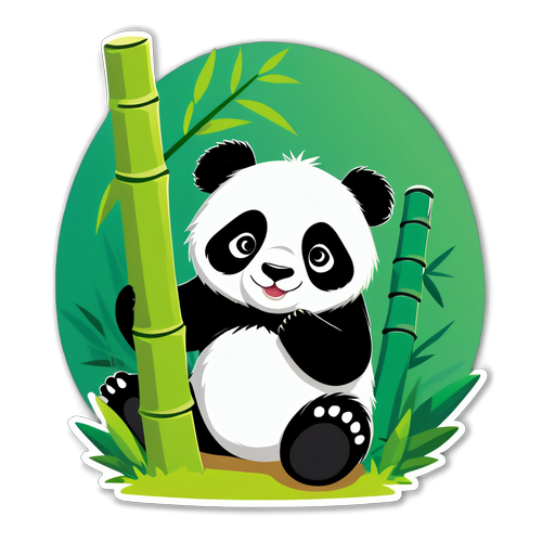 在竹林中玩耍的可爱熊猫