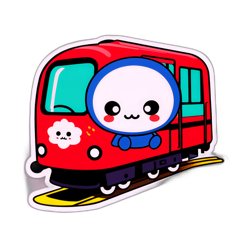 かわいいデフォルメキャラクターと名鉄電車