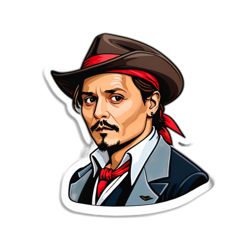 Стикер с Джонни Деппом в различных костюмах его культовых ролей