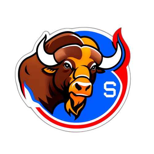 Стикер для спортивного события Buffalo и Chicago с графическим дизайном логотипов команд