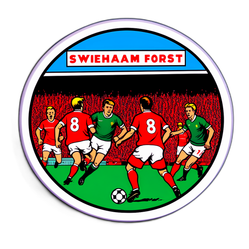 סטיקר בסגנון וינטג' featuring משחק כדורגל בין ווקסהאם לנוטינגהאם פורסט