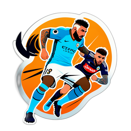 Scenă dinamică cu Otamendi apărând împotriva unui jucător rival