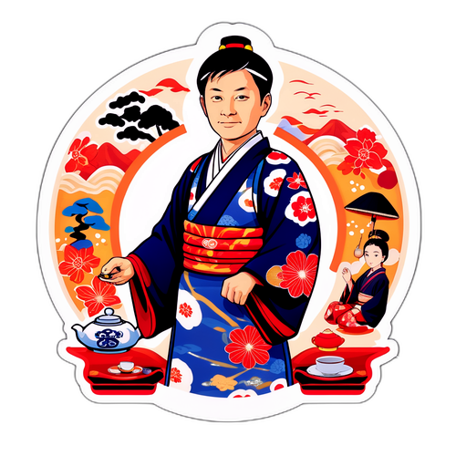 Japansk kejser Naruhito med kultur symboler