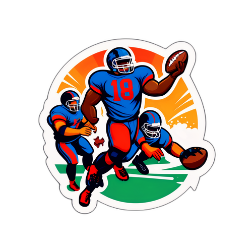 Μια σχεδίαση που απεικονίζει μια ποδοσφαιρική ομάδα να παίζει σε φαρσικά επικά φανταστικά σενάρια