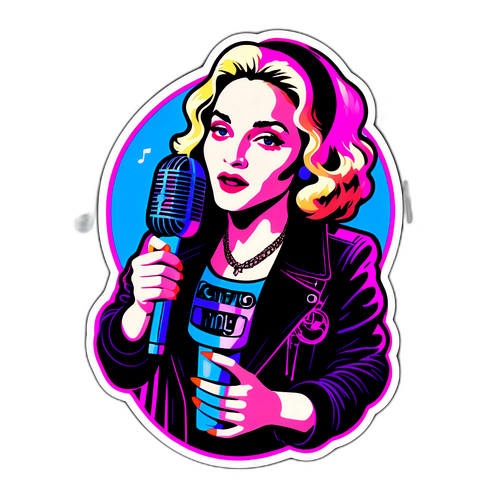 Mod-sticker av Madonna med vintage mikrofon