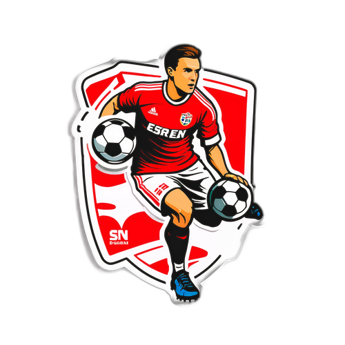 Sports-tematisk klistremerke med fotballmotiv