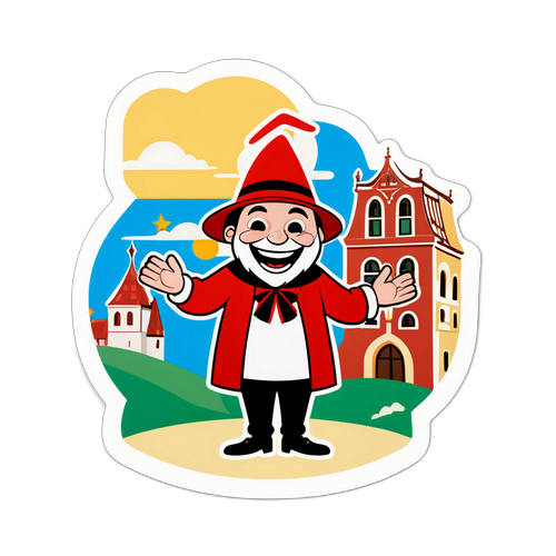 Personaj de desene animate reprezentând turismul din Sibiu