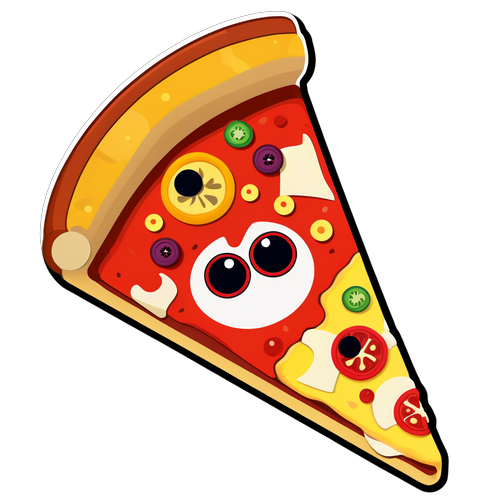 Masayang Sticker ng Hiwa ng Pizza