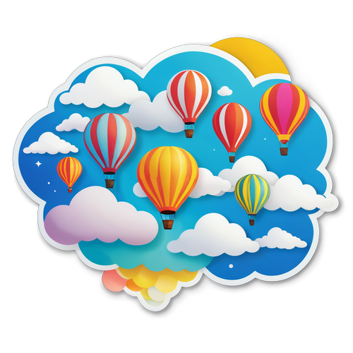 Dreamy Sky Hot Air Balloons Sticker