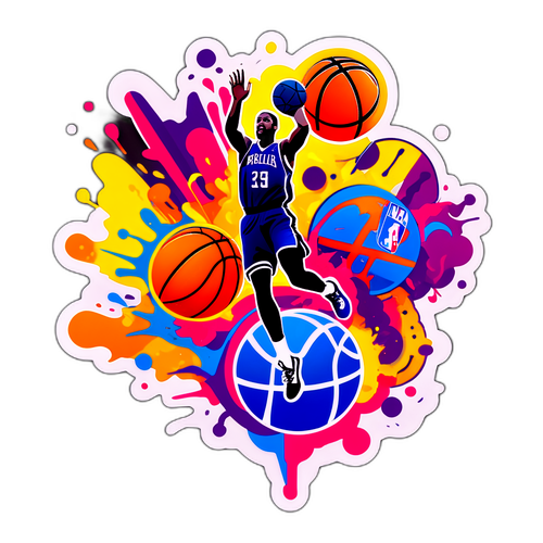 Adesivo Colorato di Basket con Logo NBA