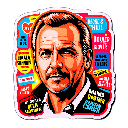 Vibráló stílusú matrica Kevin Costner portréjával