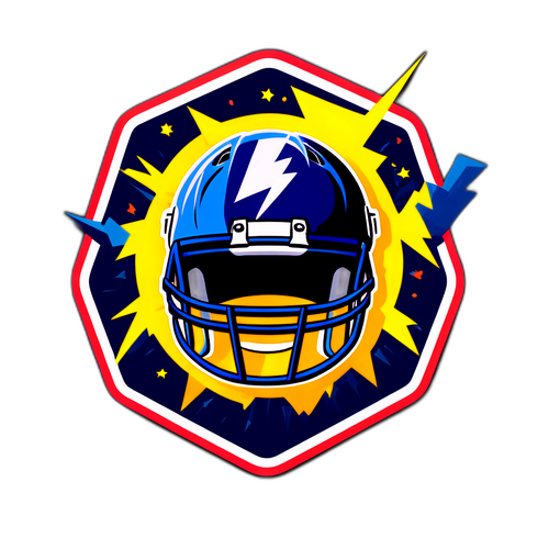 Шлем і м'яч оточені блискавкою