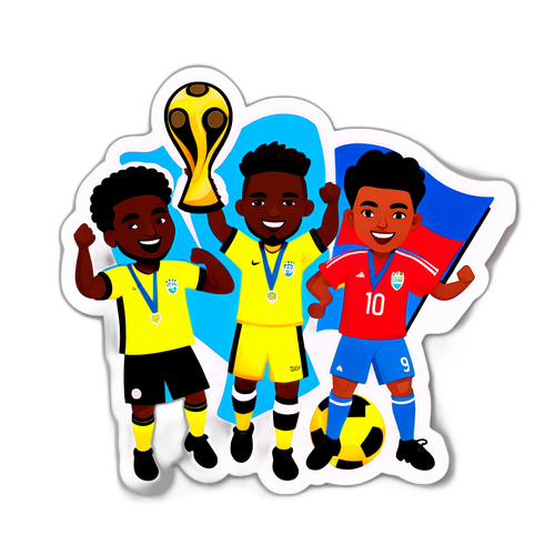 Stiker Bertema Bola Sepak dengan Pemain dari Pelbagai Negara