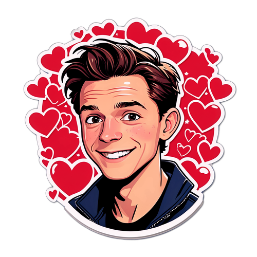 Autocollant illustrant Tom Holland clignant de l'œil